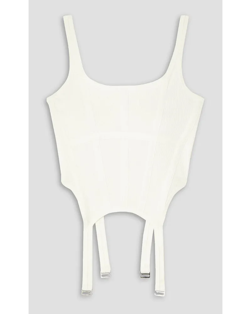 Dion Lee Combat Tanktop Aus Geripptem Jersey Stretch Baumwolle Mit RipsbandbesäTzen Weiß Schlussverkauf