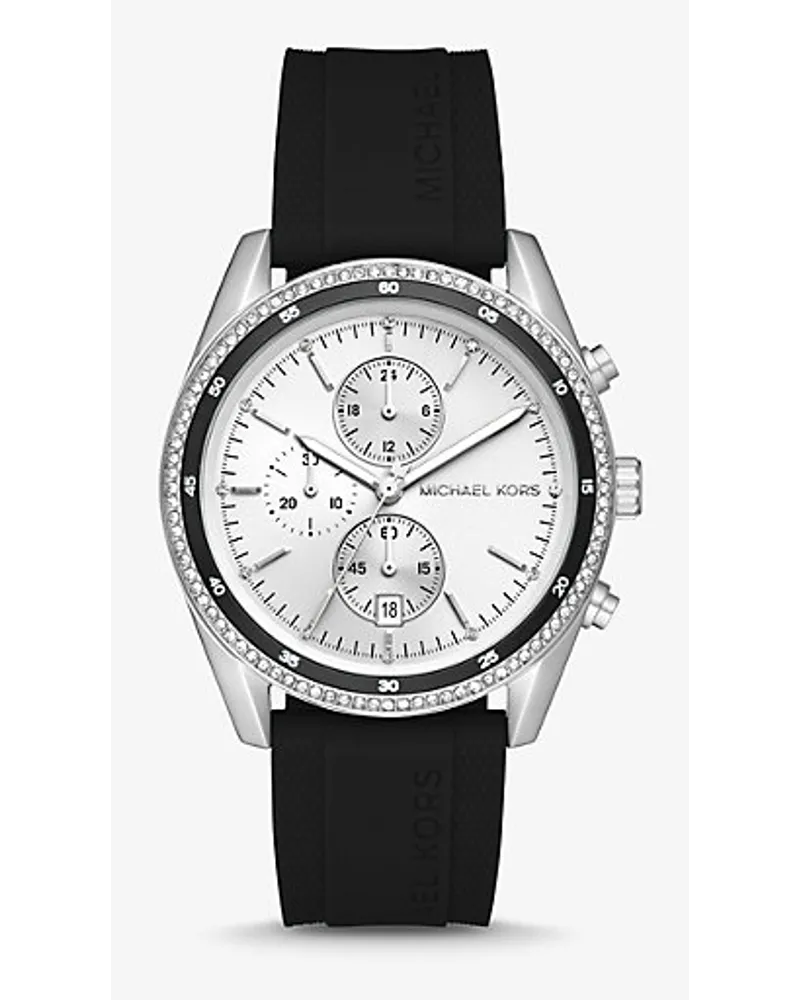 Michael Kors üBergroßE Armbanduhr Hadyn Im Silberton Mit Pavé Schwarz Letzte 3 Tage