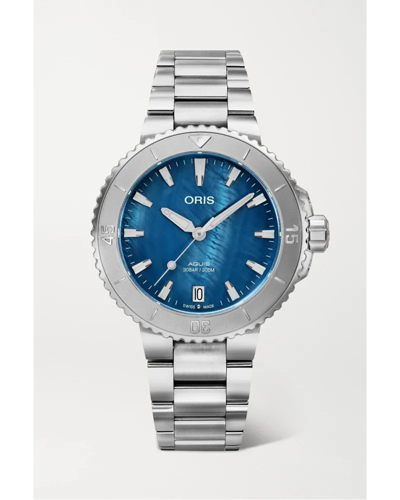 ORIS Aquis Date Automatic 365 Mm Uhr Aus Edelstahl Und Perlmutt Blau Clearance-Verkauf