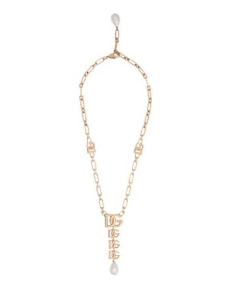 Dolce & Gabbana Halskette Mit Perlenelement Gold Neueste Mode