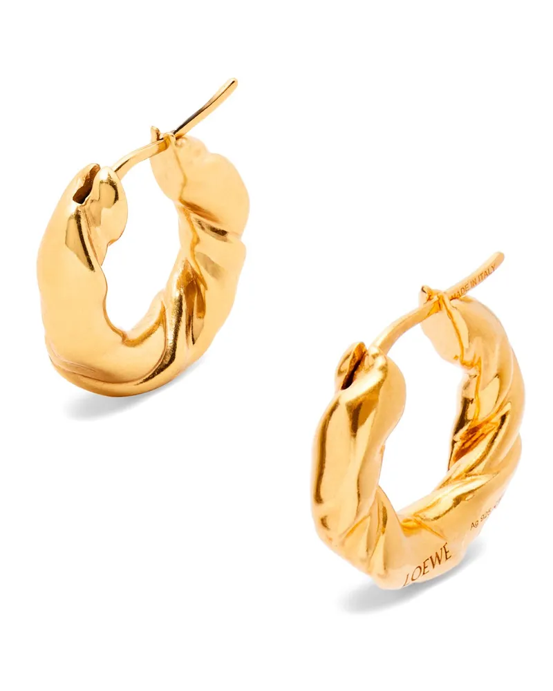 Loewe Luxury Nappa Twist Loop Earrings In Sterling Silver Gold Wochenangebot