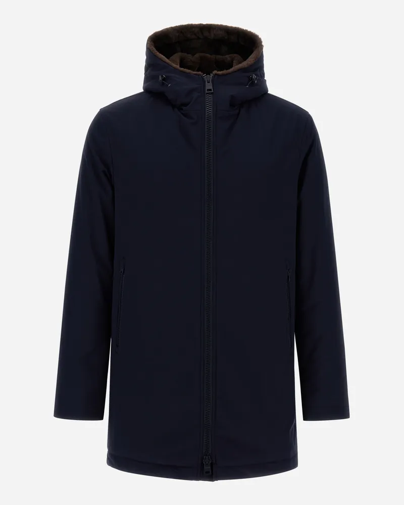 Herno Parka Keystone Mit Synthetischem Material Innen Blau Sonderangebot