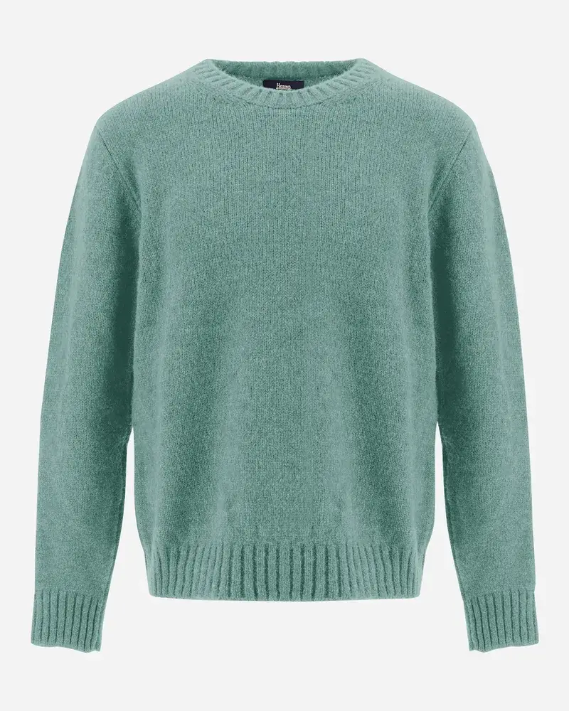 Herno Pullover Aus Plain Alpaca Wool GrüN Saisonschlussverkauf