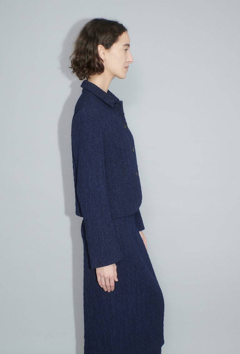 Odeeh Stretch Cloqué Jacke, Indigo Günstiger Verkauf