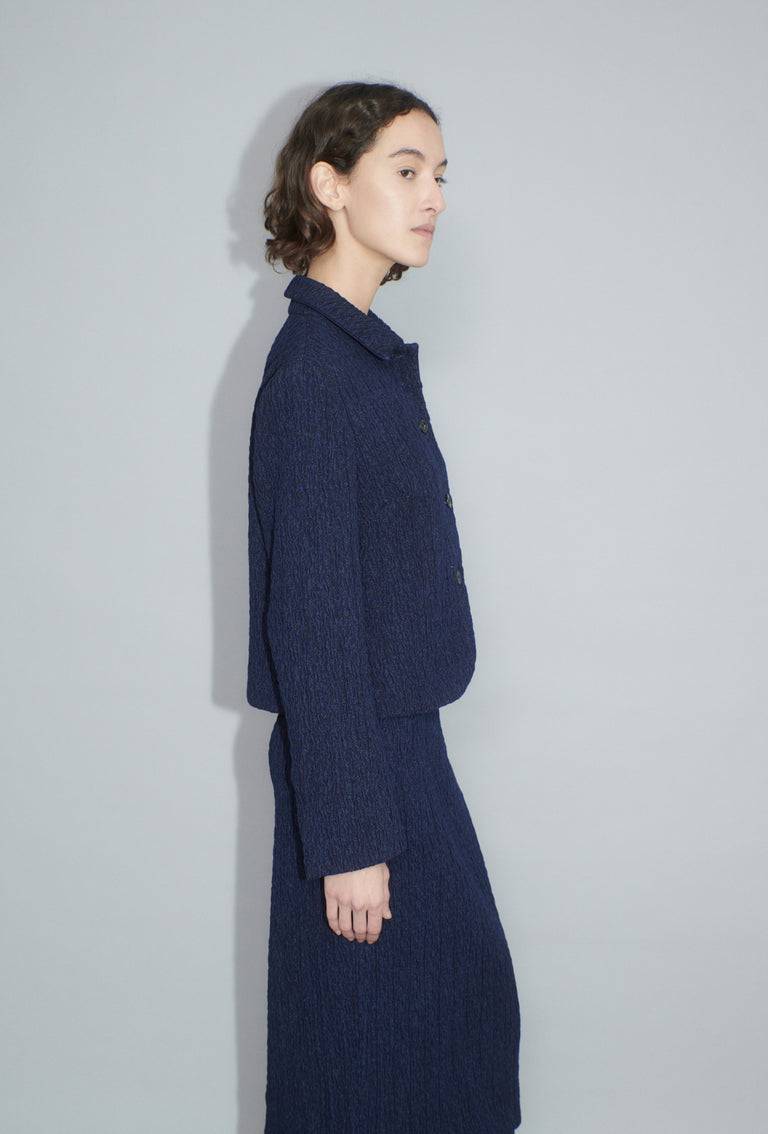 Odeeh Stretch Cloqué Jacke, Indigo Günstiger Verkauf