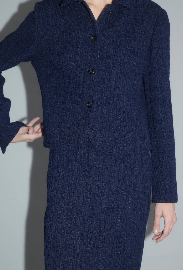 Odeeh Stretch Cloqué Jacke, Indigo Günstiger Verkauf