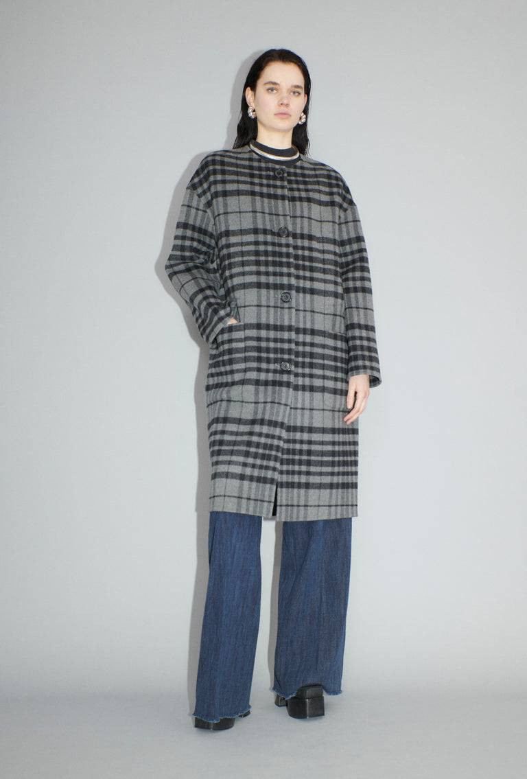 Odeeh Double Check Mantel, Flannel Grey Fabrikverkauf