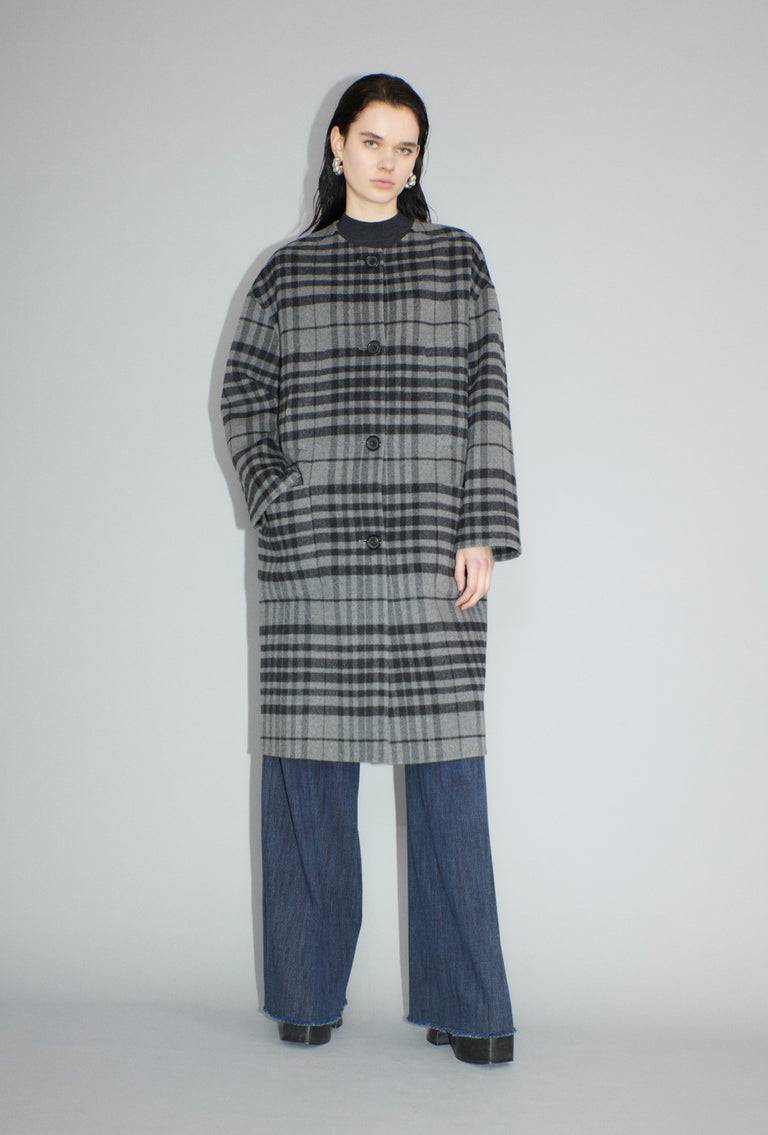 Odeeh Double Check Mantel, Flannel Grey Fabrikverkauf