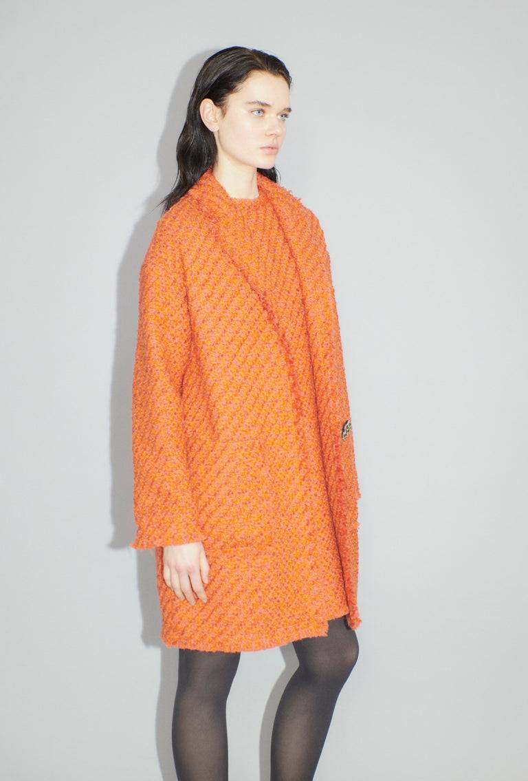 Odeeh Bouclé Tweed Mantel, Mandarin Meist gekauft