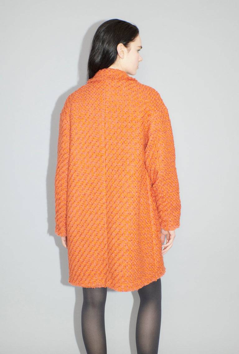 Odeeh Bouclé Tweed Mantel, Mandarin Meist gekauft