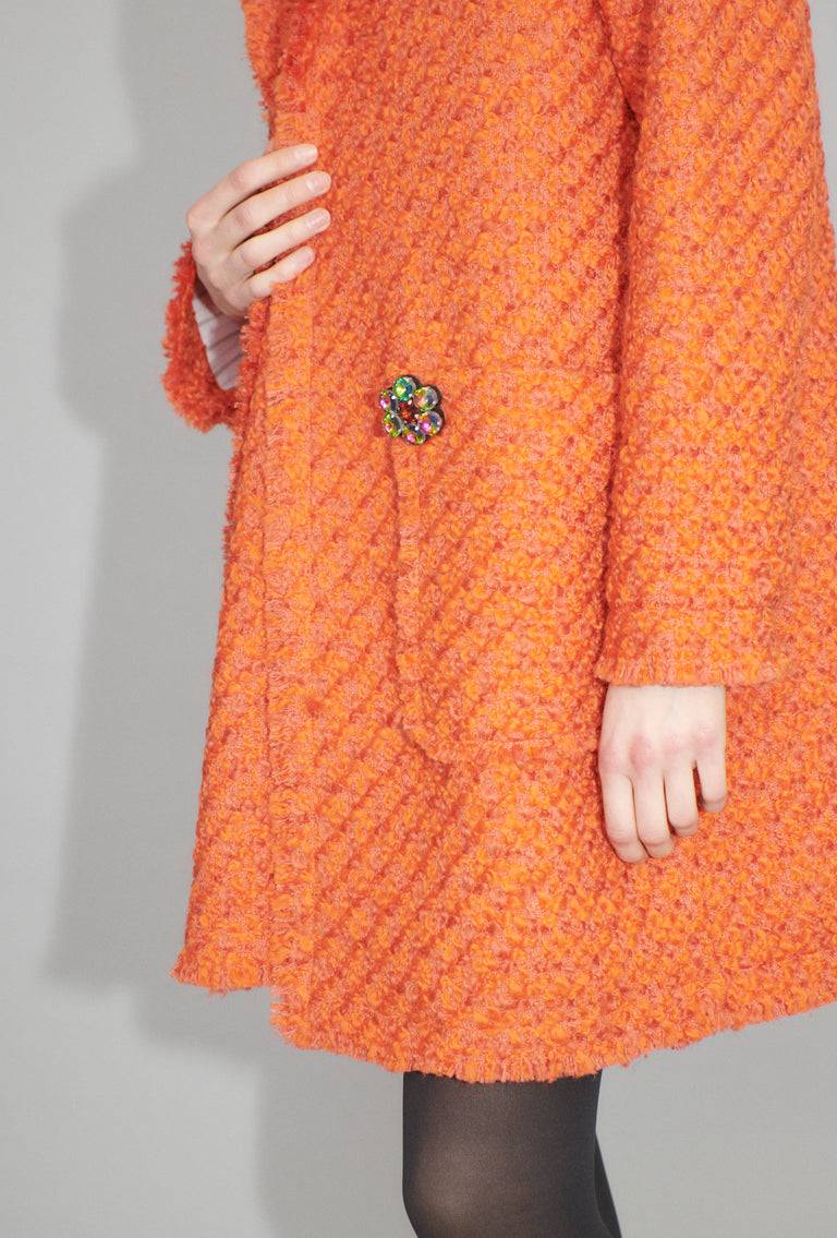 Odeeh Bouclé Tweed Mantel, Mandarin Meist gekauft