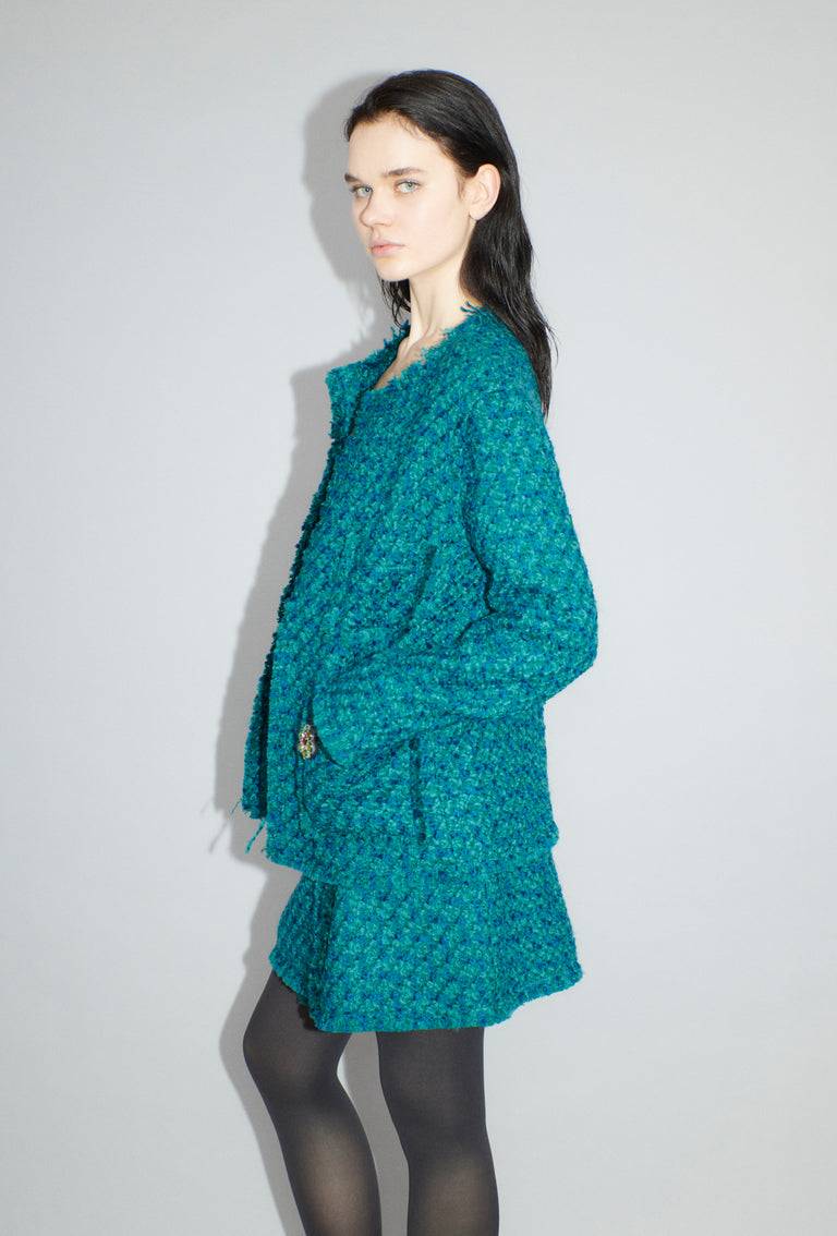 Odeeh Bouclé Tweed Jacke, Dark Peacock Blitzverkäufe