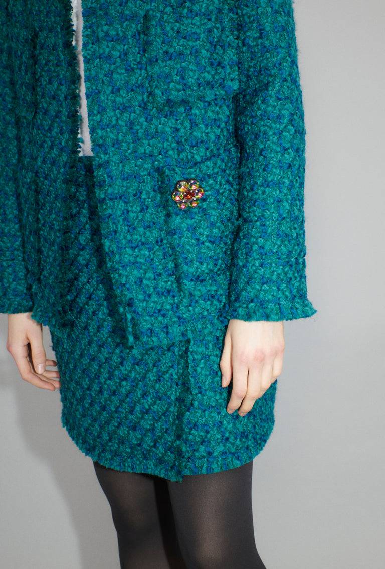 Odeeh Bouclé Tweed Jacke, Dark Peacock Blitzverkäufe