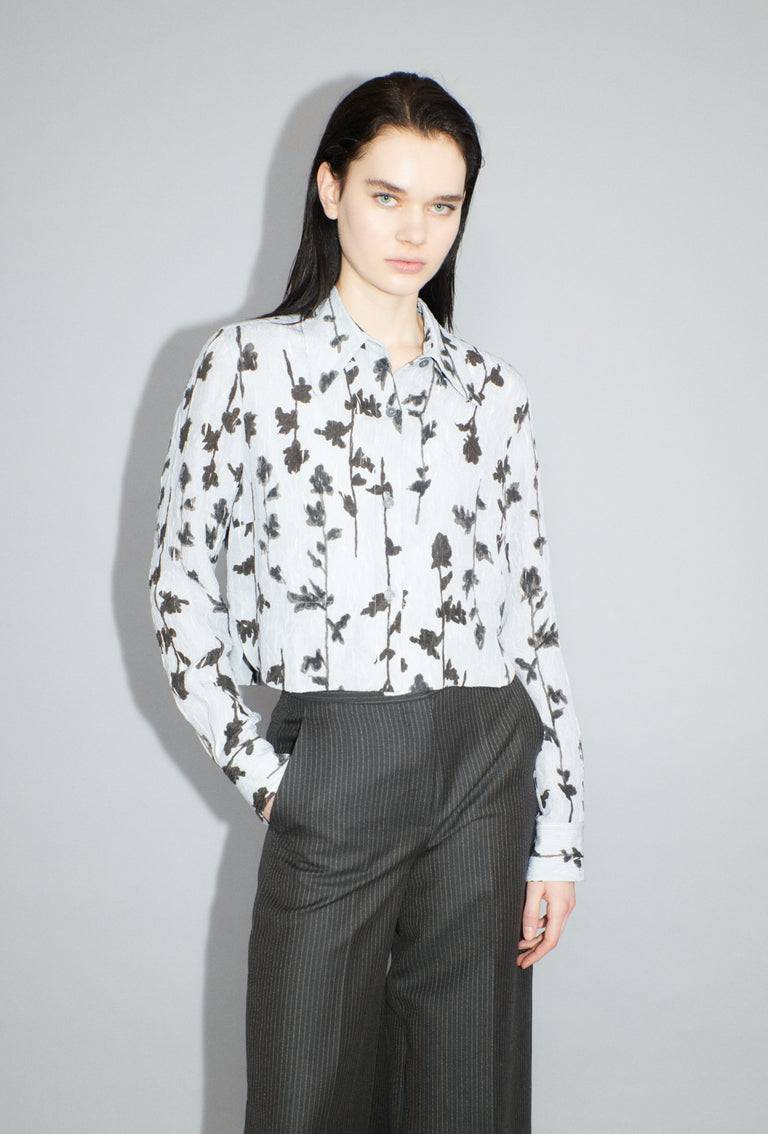 Odeeh Flower Items on Crushed Crepe Bluse, Airblue Outlet