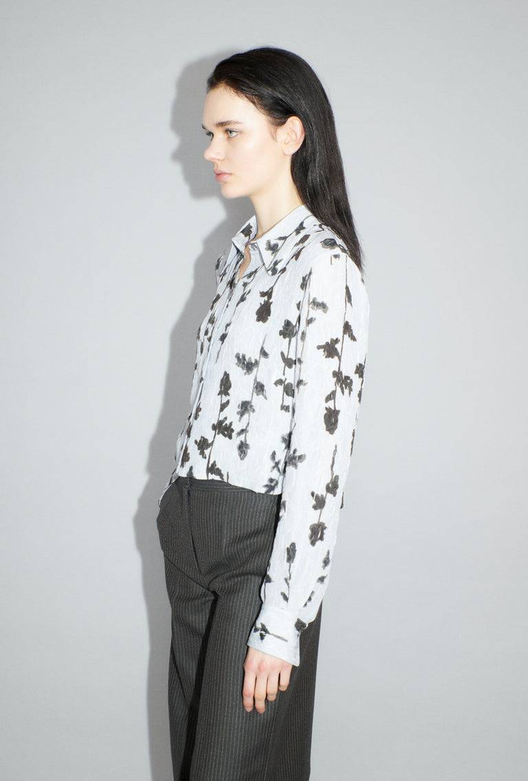 Odeeh Flower Items on Crushed Crepe Bluse, Airblue Outlet