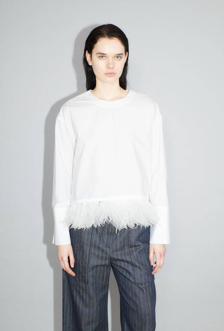 Odeeh Crushed Popeline Bluse, White Angebote