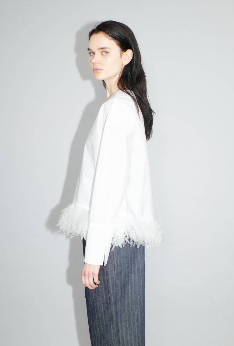 Odeeh Crushed Popeline Bluse, White Angebote