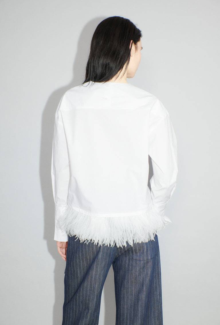 Odeeh Crushed Popeline Bluse, White Angebote