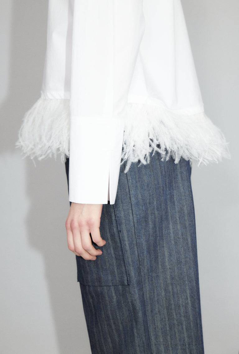 Odeeh Crushed Popeline Bluse, White Angebote