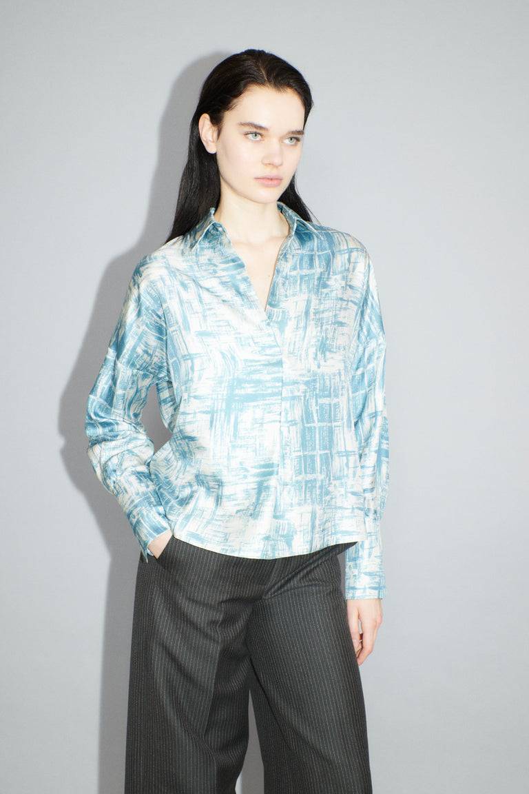 Odeeh Paintbrush Texture Bluse, Nordic Blue Fabrikverkauf
