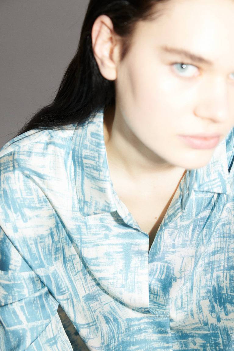 Odeeh Paintbrush Texture Bluse, Nordic Blue Fabrikverkauf