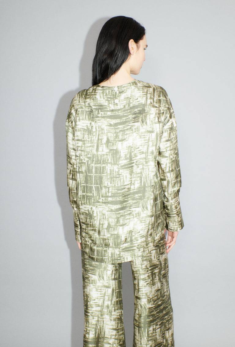Odeeh Paintbrush Texture Bluse, Dark Olive Meist gekauft