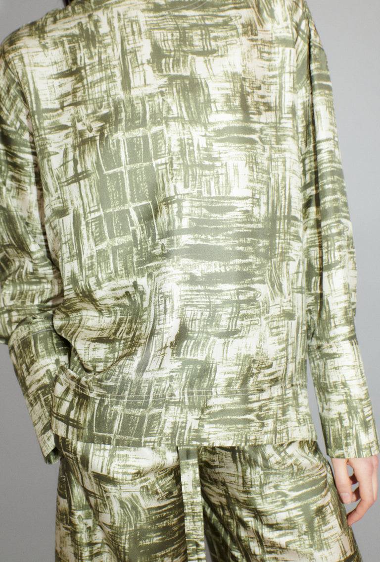 Odeeh Paintbrush Texture Bluse, Dark Olive Meist gekauft