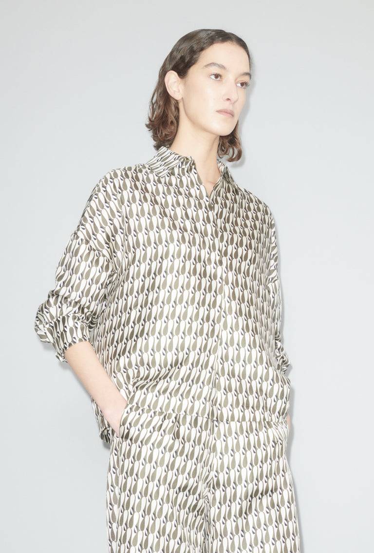 Odeeh Abstract Penguins Bluse, Brown Olive Auslauf