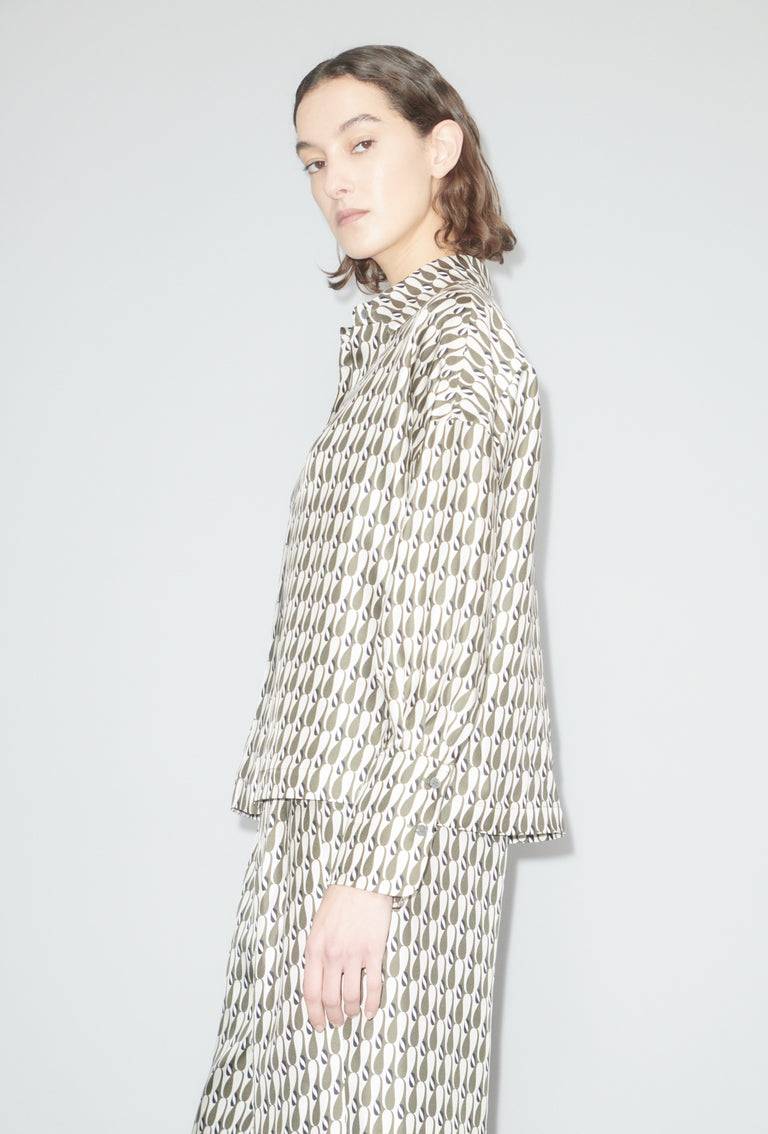 Odeeh Abstract Penguins Bluse, Brown Olive Auslauf