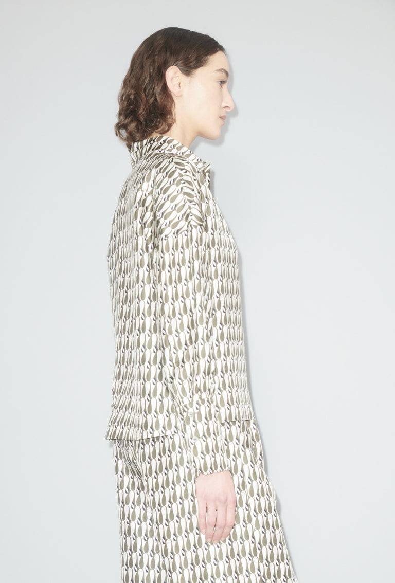 Odeeh Abstract Penguins Bluse, Brown Olive Auslauf