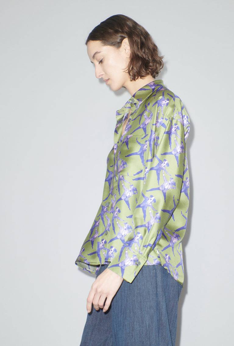 Odeeh Dancing Dogs Bluse, Green Olive Verkauf