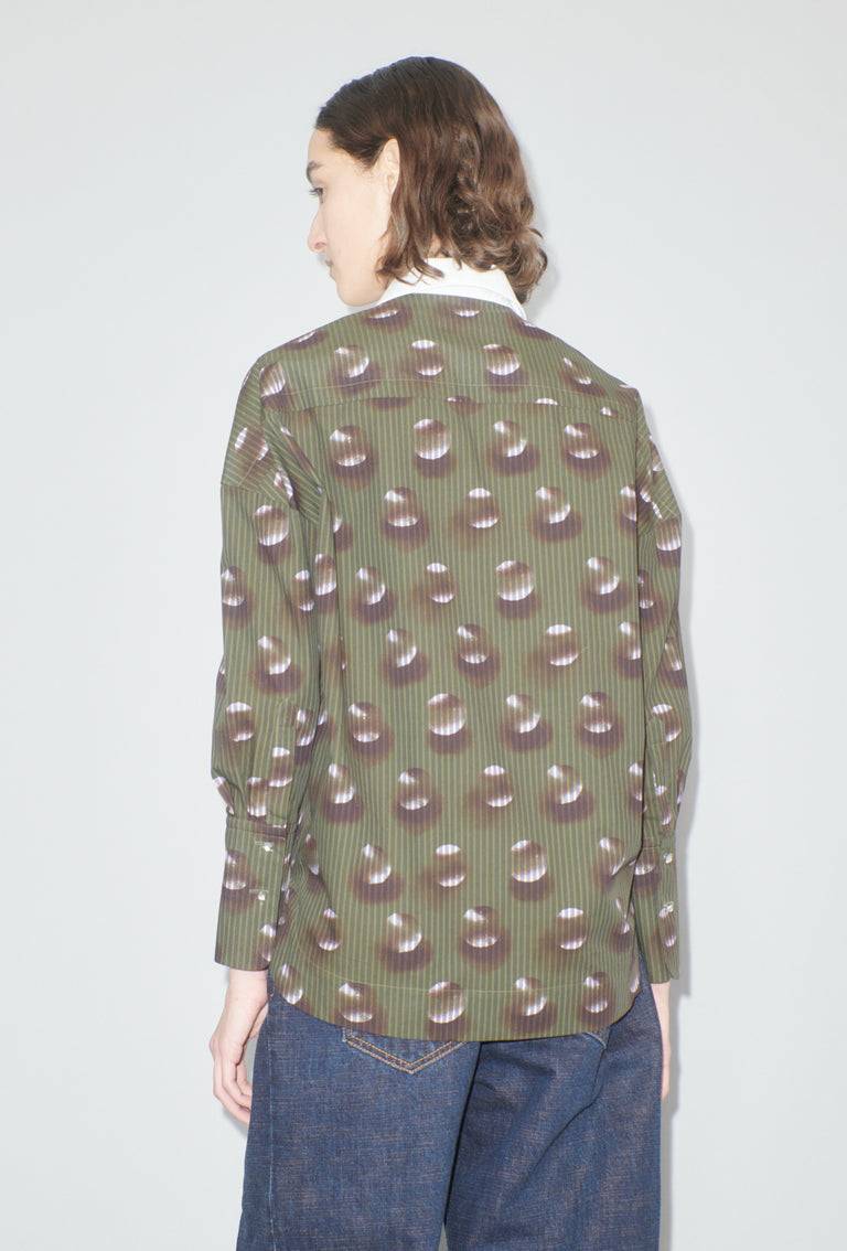 Odeeh Overprinted Stripe Bluse, Dark Olive Angebote