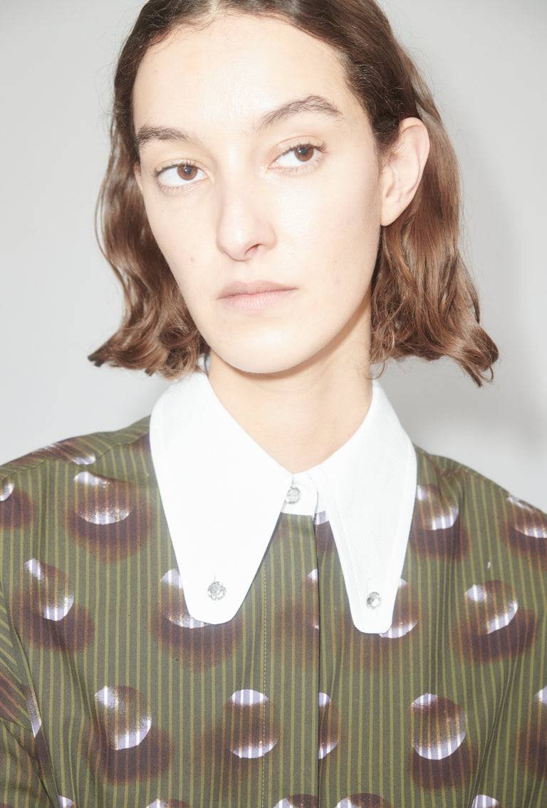 Odeeh Overprinted Stripe Bluse, Dark Olive Angebote