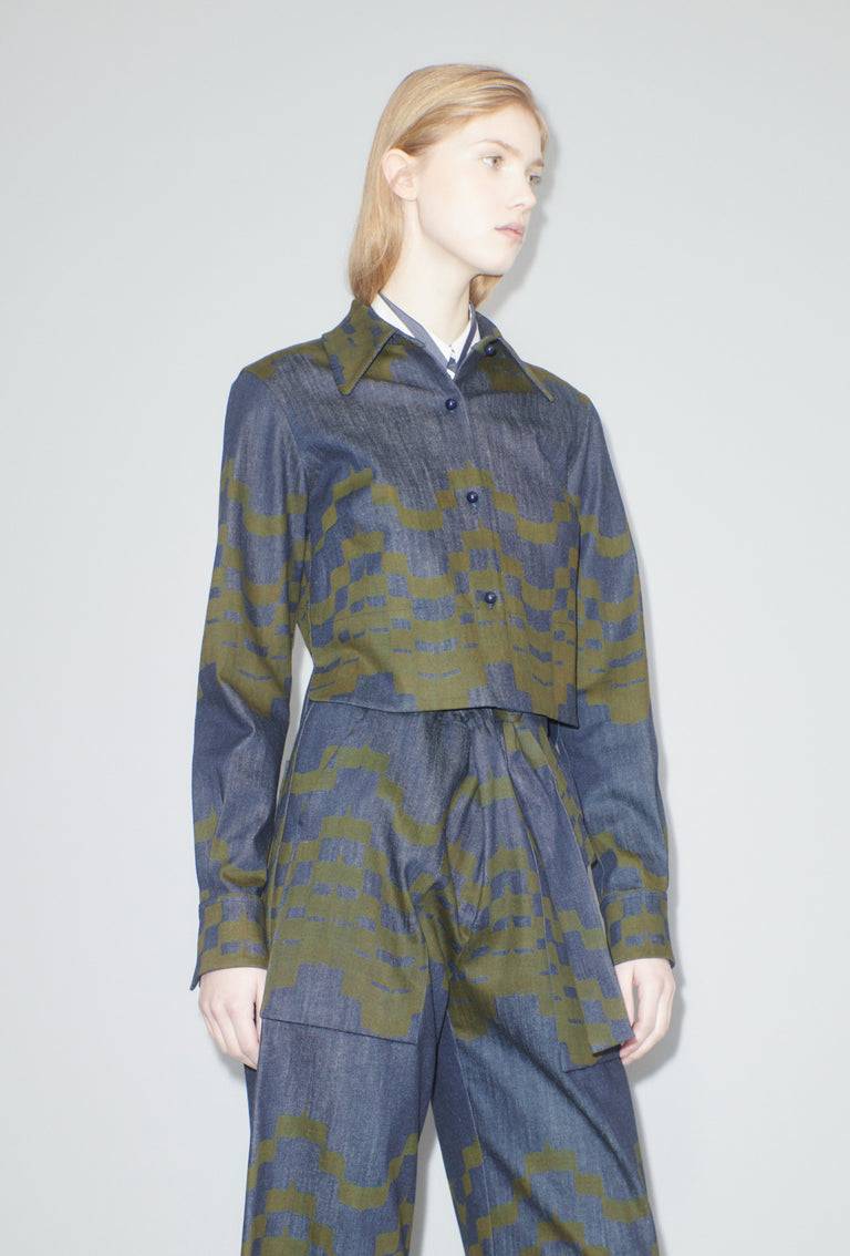 Odeeh Pigment Print Bluse, Dark Moss im Angebot