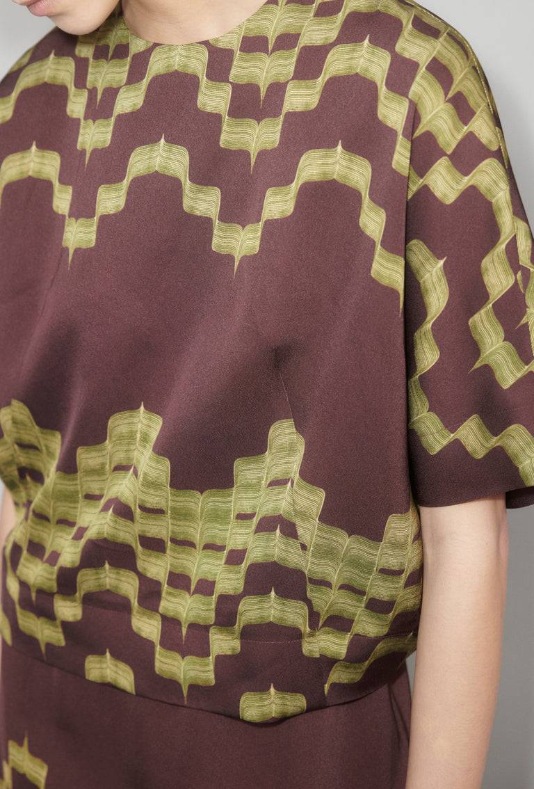 Odeeh Double Printed Degradè Bluse, Goldolive Auslauf