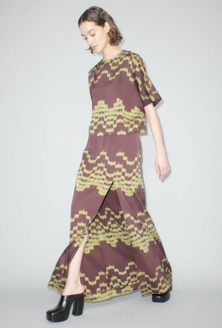 Odeeh Double Printed Degradè Bluse, Goldolive Auslauf