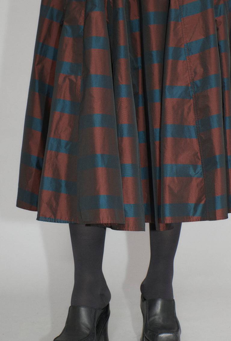 Odeeh Striped Taffeta Rock, Burgundy Verkauf