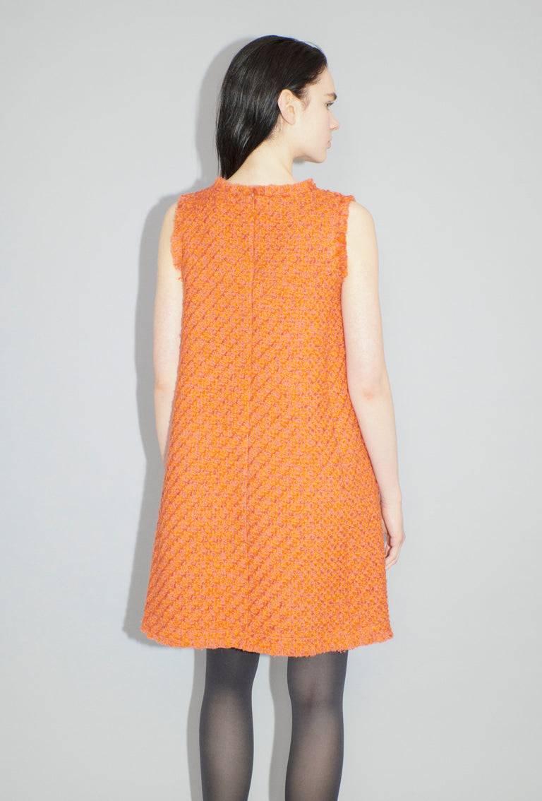 Odeeh Bouclé Tweed Kleid, Mandarin im Angebot