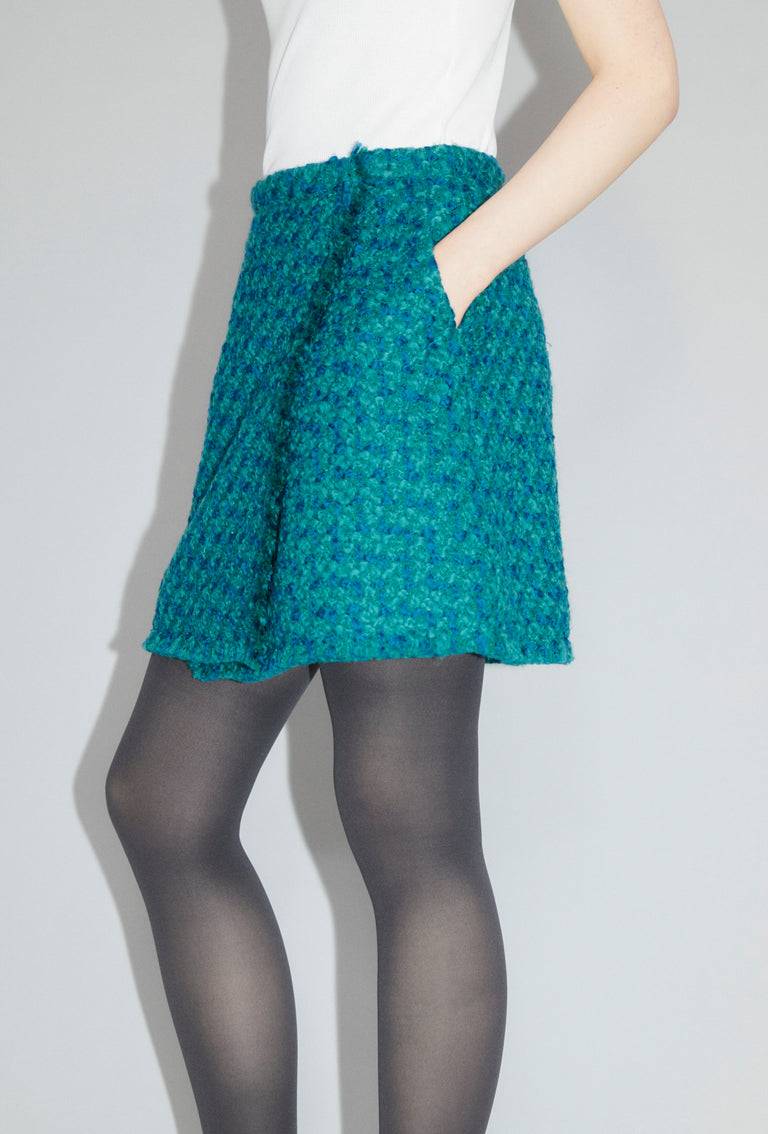 Odeeh Bouclé Tweed Rock, Dark Peacock Schlussverkauf