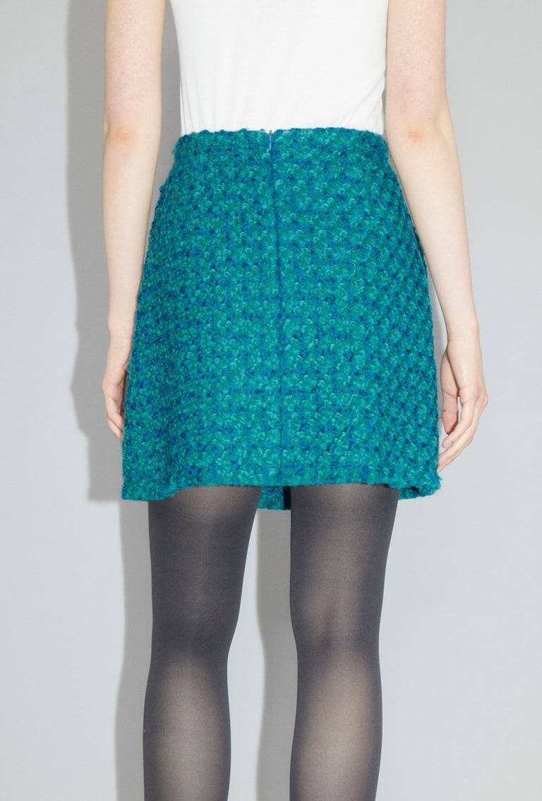 Odeeh Bouclé Tweed Rock, Dark Peacock Schlussverkauf