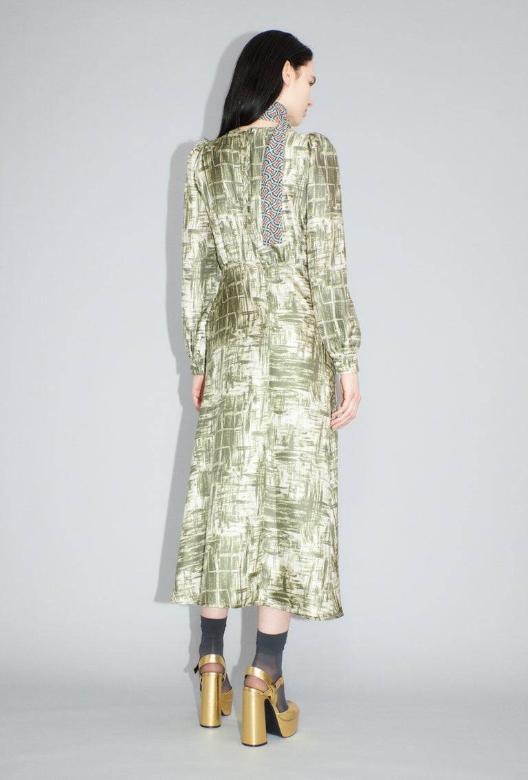 Odeeh Paintbrush Texture Kleid, Dark Olive Verkauf