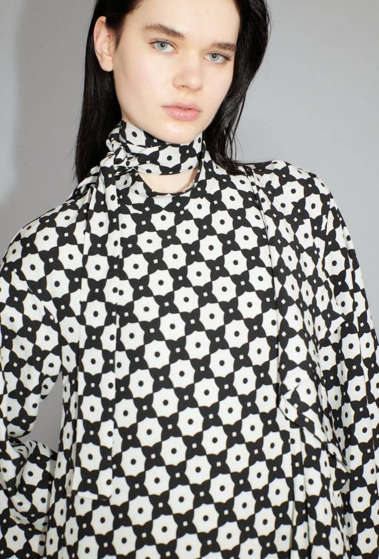 Odeeh Geometric Flowers Kleid, Black White Angebote