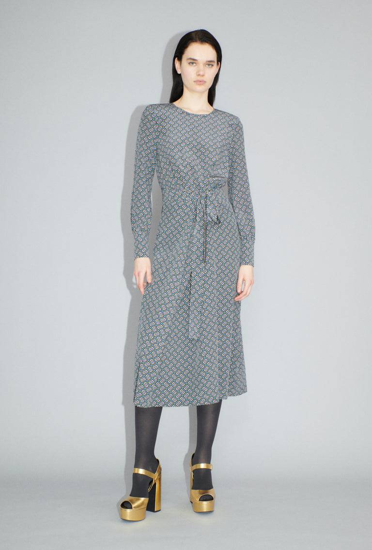 Odeeh Morphid Grid on Crepe de Chine Kleid, Lake Green Hotsell