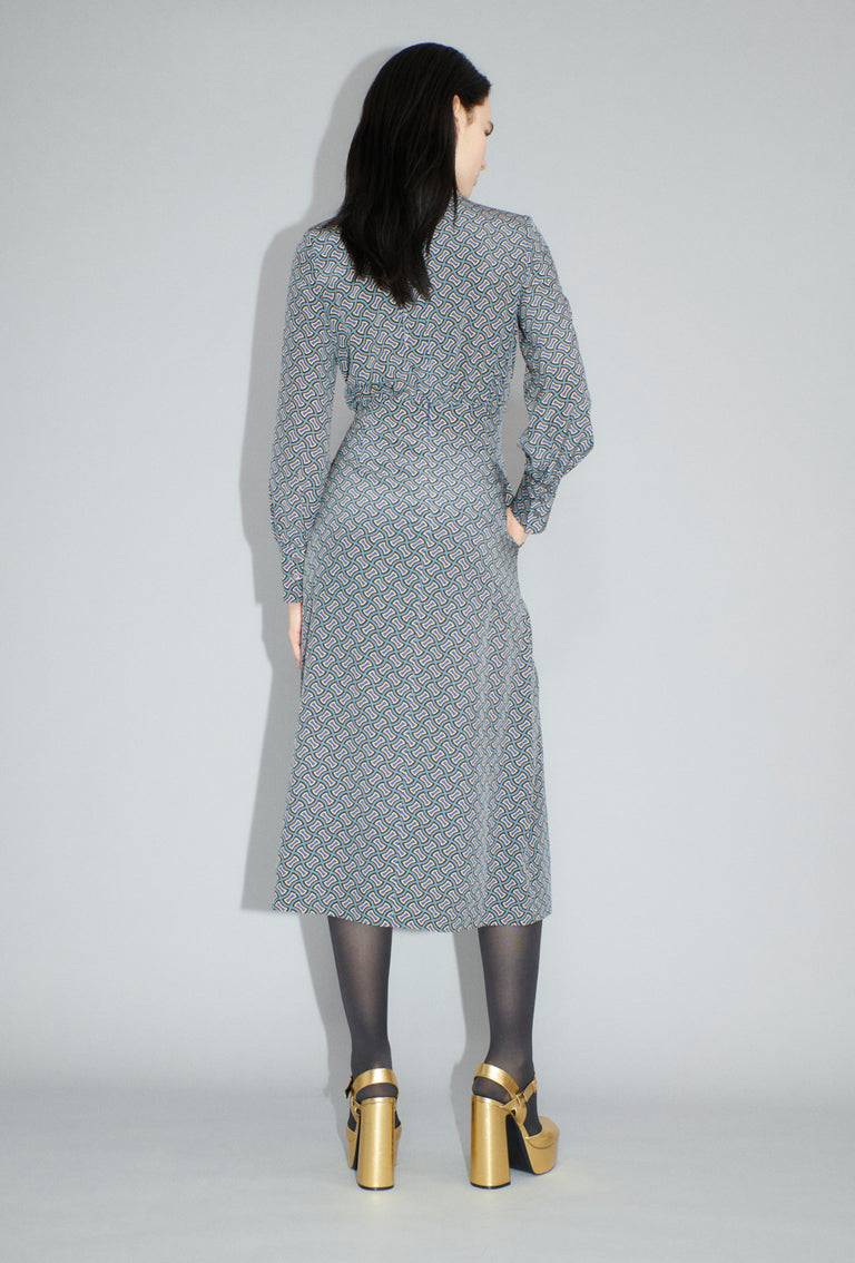 Odeeh Morphid Grid on Crepe de Chine Kleid, Lake Green Hotsell