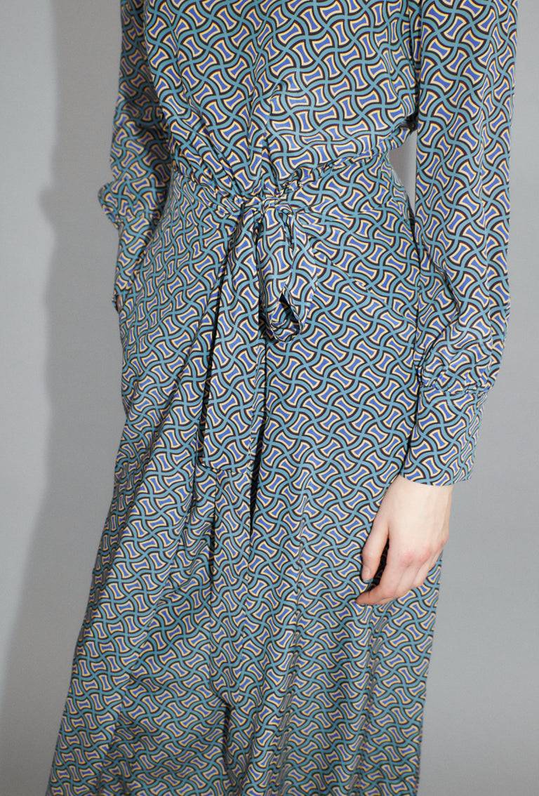 Odeeh Morphid Grid on Crepe de Chine Kleid, Lake Green Hotsell