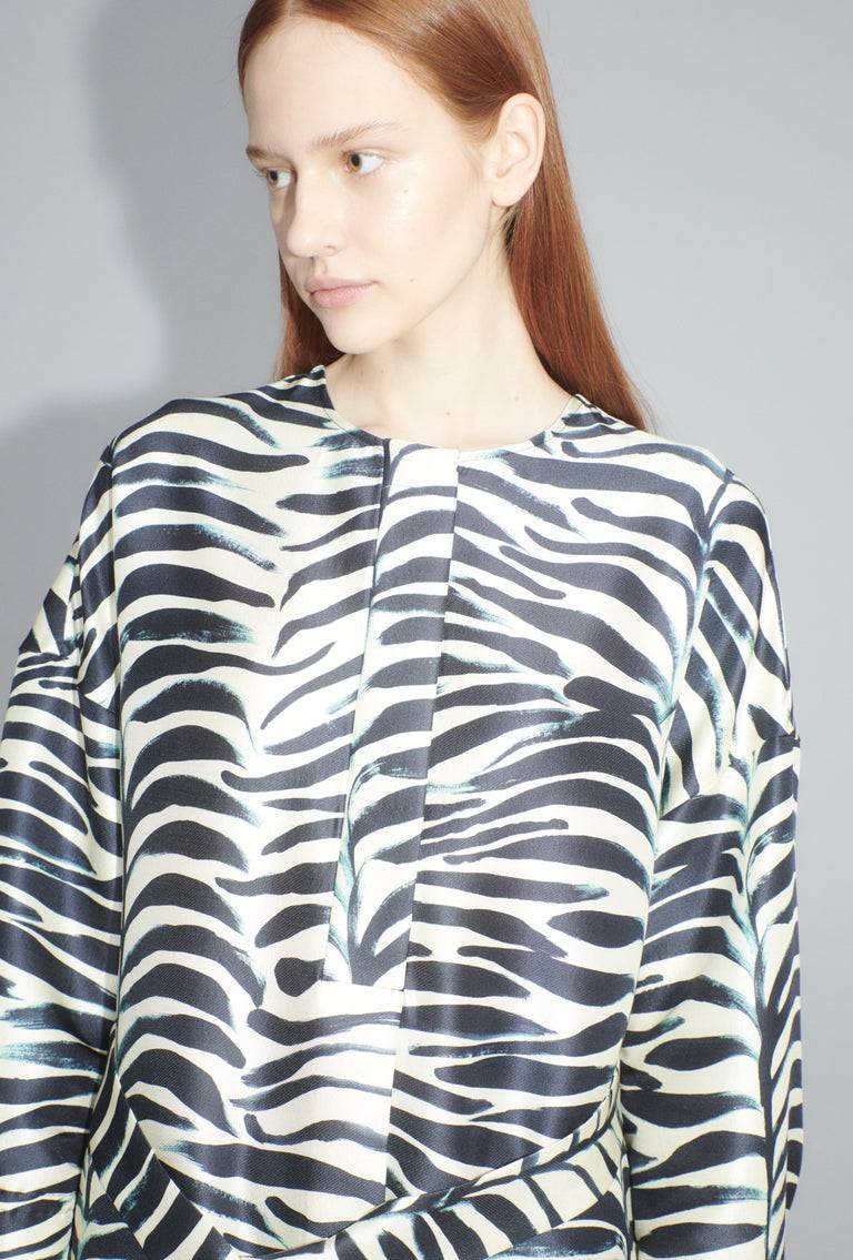 Odeeh Big Op-Art Tree Kleid, Black White Fabrikverkauf
