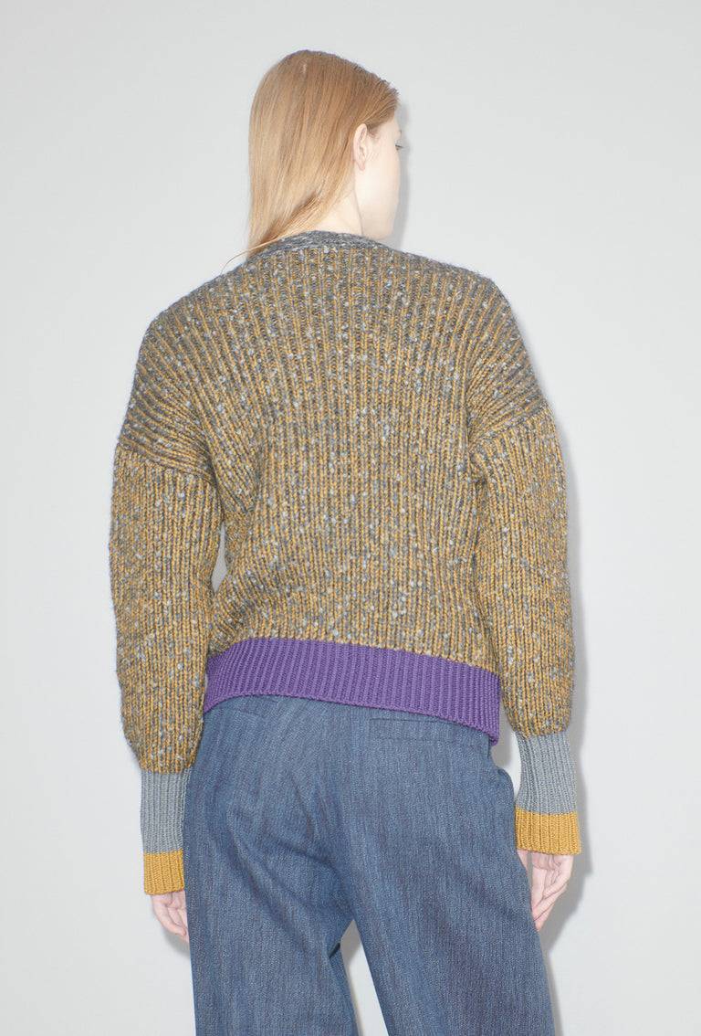 Odeeh Slub Tweed Cardigan, Olive Brown Outlet