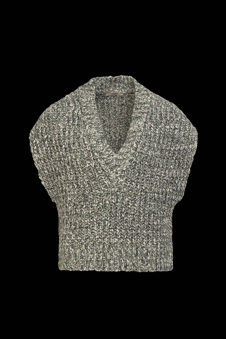 Odeeh Marbled Alpaca Wool Pullunder, Verdigris Verkauf