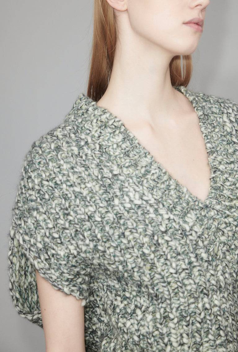 Odeeh Marbled Alpaca Wool Pullunder, Verdigris Verkauf