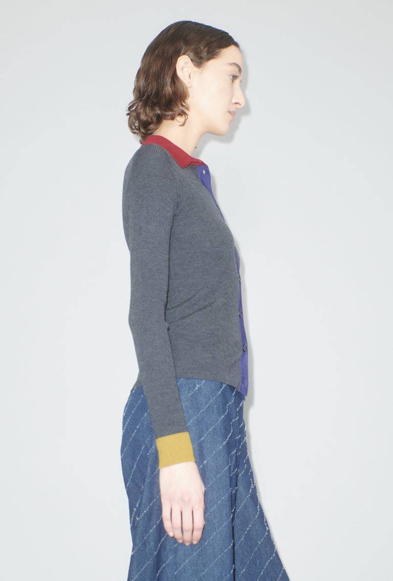 Odeeh Stretch Merino Cardigan, Charcoal Schlussverkauf